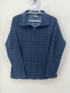 Columbia Women’s Medium Navy Blue Quarter-Zip Houndstooth Pullover Sweater